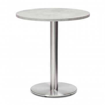  Stainless Steel Round Dining Table Grey Concrete