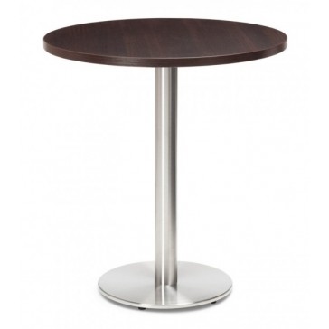                Stainless Steel Round Dining Table Dark Oak