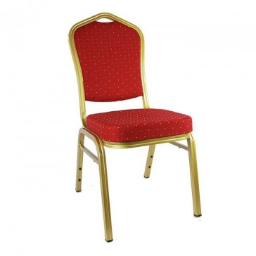  Diamond Aluminium Stacking Chair Red Fabric Gold Frame