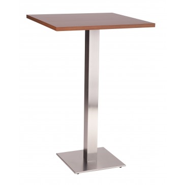 Stainless Steel Square Poseur Table Walnut 