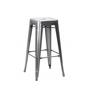  French Bistro - Silver / Grey Gloss Stool