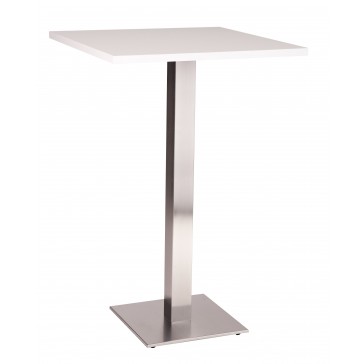 Stainless Steel Square Poseur Table White 