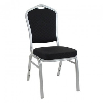 Diamond Aluminium Stacking Chair Black Fabric Silver Frame