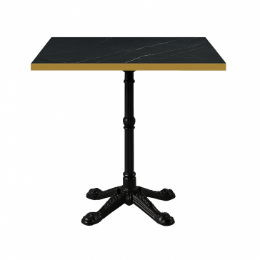                    Bistro Black Marble Gold Edging Table Square 