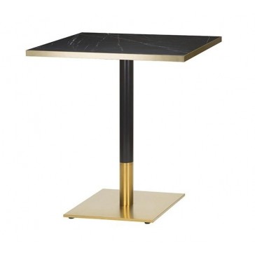                  Brass Black Dining Table Black Marble Gold Edging Top Square