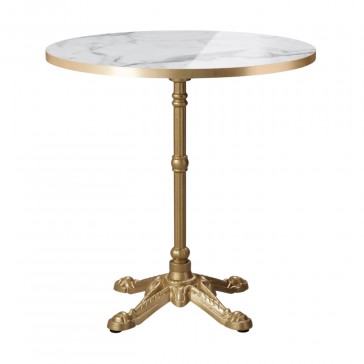               Bistro Gold White Marble Gold Edging Table Round 