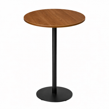         Cast Iron Slimline Poseur Table Welnut Round