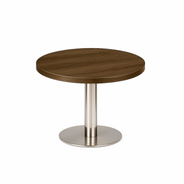 Stainless Steel Round Coffee Table Walnut 