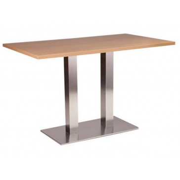   Stainless Steel Twin Dining Table Oak 