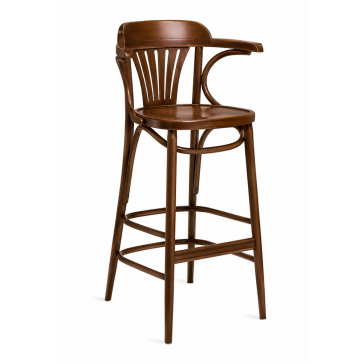           Bentwood Fanback Barstool With Arms