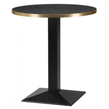         Pyramid Dining Table Black Marble Gold Edging Round