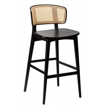 Sophia Bar Stool- Natural Cane Back / Matt Black Frame