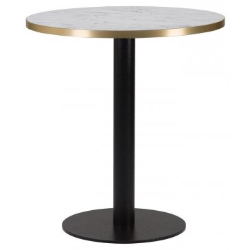                      Cast Iron Slimline Dining Table White Marble Gold Edging Round