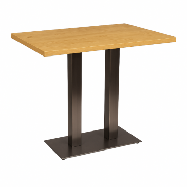      Cast Iron Slimline Poseur Twin Table Oak