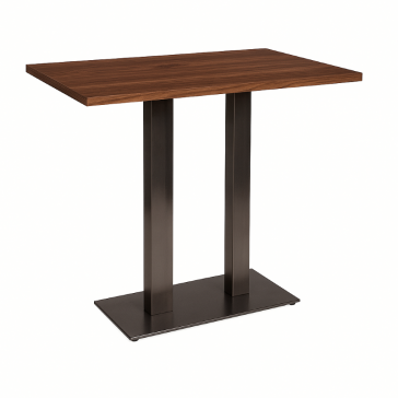      Cast Iron Slimline Poseur Twin Table Walnut