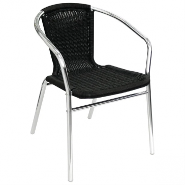        Aluminium and Black Wicker Chairs 