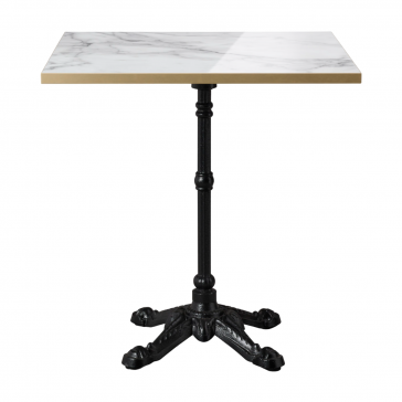    Bistro White Marble Gold Edging Table Square 