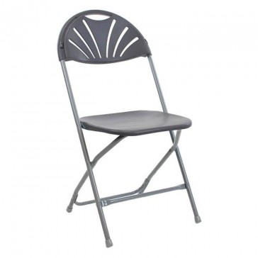 Economy Plus Fanback Plastic Folding Chair - Grey Frame Charcoal Shell
