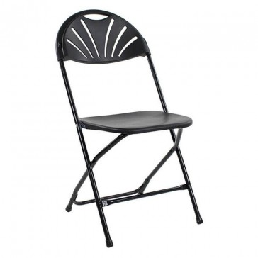 Economy Plus Fanback Plastic Folding Chair Black