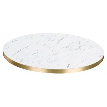       Laminate Top White Marble Gold Edge Round 680mm
