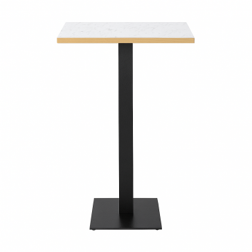          Cast Iron Slimline Poseur Table White Marble Gold Edge Square