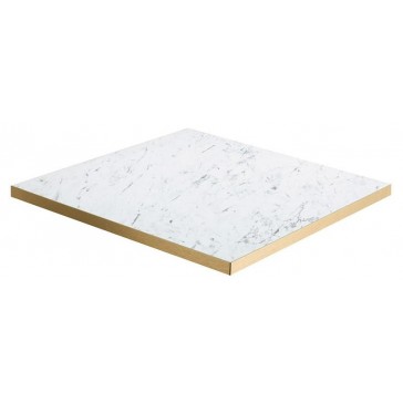     Laminate Top White Marble Gold Edge Square 700mm
