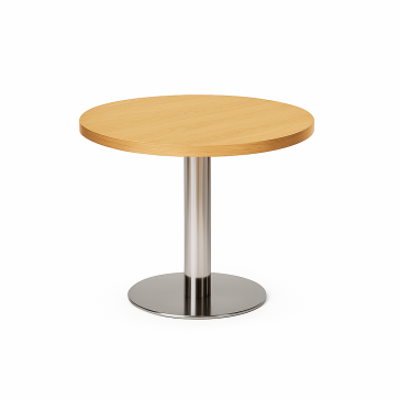 Stainless Steel Round Coffee Table Oak 