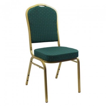 Gold Frame Banqueting Chair Green Fabric