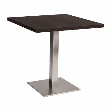      Stainless Steel Square Dining Table Dark Oak