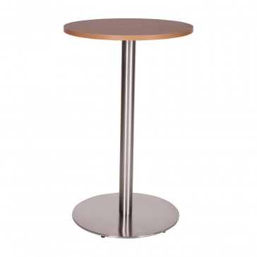 Stainless Steel Round Poseur Table Oak