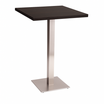   Stainless Steel Poseur Table Dark Oak Square