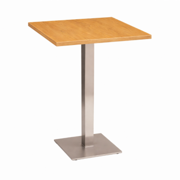   Stainless Steel Poseur Table Oak Square