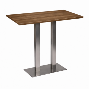     Stainless Steel Twin Poseur Table Walnut