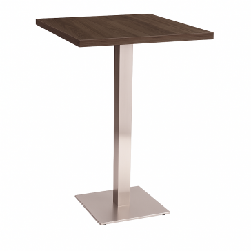   Stainless Steel Poseur Table Walnut Square