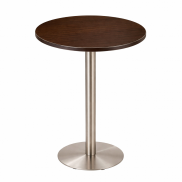     Stainless Steel Poseur Table Dark Oak Round