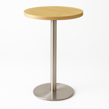  Stainless Steel Poseur Table Oak Round