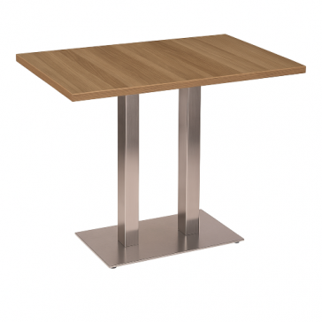        Stainless Steel Twin Dining Table Walnut