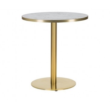                  Brass Dining Table White Marble Gold Edging Round