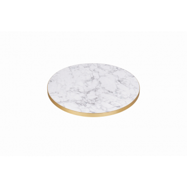        Laminate Top White Marble Gold Edge Round 680mm