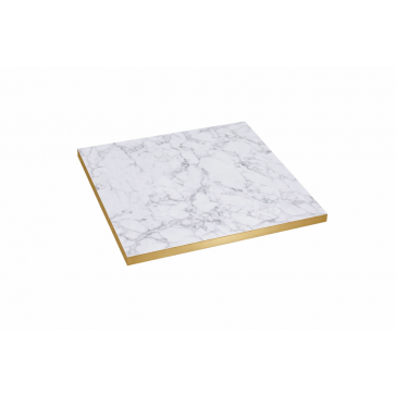        Laminate Top White Marble Gold Edge Square 680mm