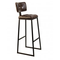     Industrial Brooklyn Stacking Barstool With Backrest Upholstered Brown