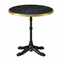                    Bistro Dining Table Lamanite Black Marble Gold Edging Round 