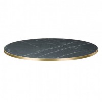    Marble Black Pietra Grigia / Gold ABS Edge 700mm Round