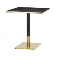                  Brass Black Dining Table Black Marble Gold Edging Top Square
