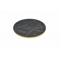       Laminate Top Black Marble Gold Edge Round 600mm