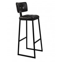     Industrial Brooklyn Stacking Barstool With Backrest Upholstered Black