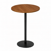         Cast Iron Slimline Poseur Table Welnut Round