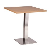      Stainless Steel Square Dining Table Oak 