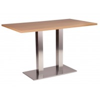   Stainless Steel Twin Dining Table Oak 