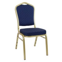 Diamond Aluminium Stacking Chair Blue Fabric Gold Frame